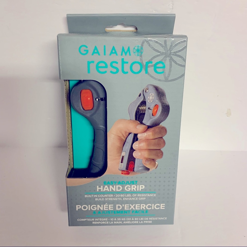 GAIAM Restore Easy Adjust Hand Grip Built In Counter 20-80lbs Resistance Health